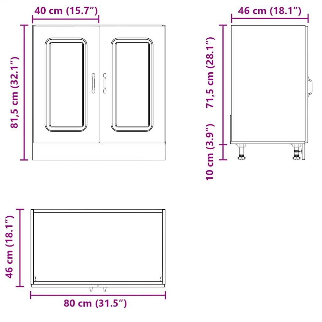 vidaXL Ντουλάπι βάσης νεροχύτη Kalmar Λευκό 80x46x81,5 εκ. Επεξ. Ξύλο