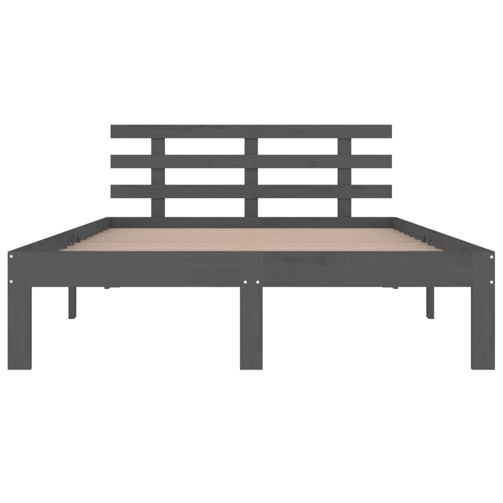 vidaXL Πλαίσιο Κρεβατιού Γκρι 150 x 200 εκ. Μασίφ Ξύλο King Size