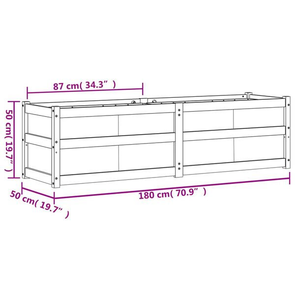 vidaXL Ζαρντινιέρα Καφέ Κεριού 180 x 50 x 50 εκ. από Μασίφ Ξύλο Πεύκου