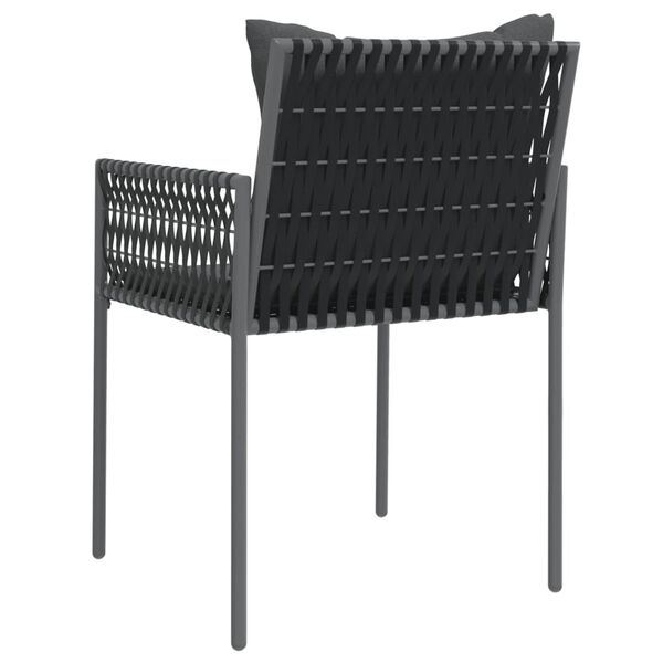 vidaXL Καρέκλες Κήπου 6 τεμ. Μαύρο 54x61x83 εκ Συνθ. Ρατάν & Μαξιλάρια