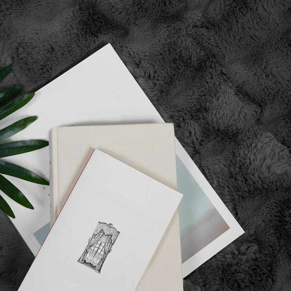 vidaXL Ψεύτικη κουβέρτα από κουνέλι 4 pcs Σκούρο Γκρι 130 x 150 cm