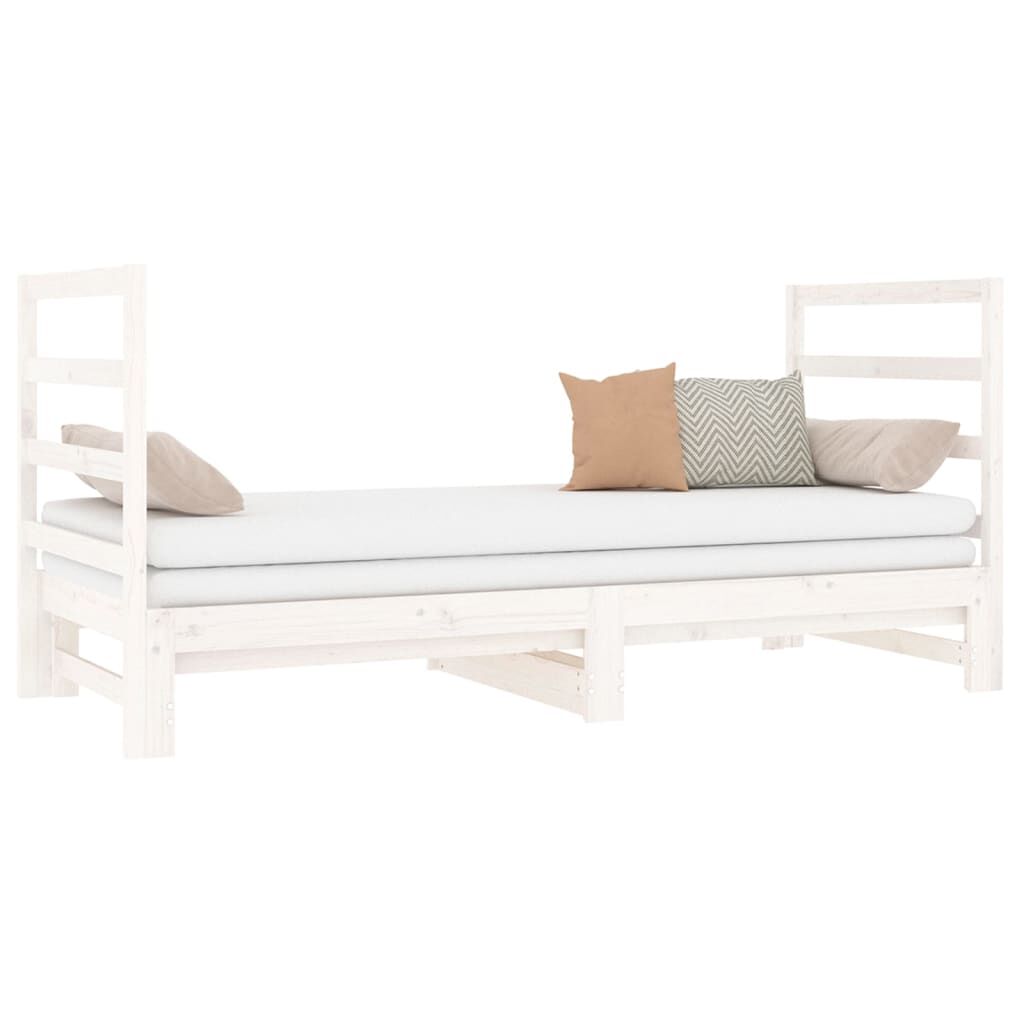 vidaXL Καναπές Κρεβάτι Συρόμενος Λευκός 2x(90x190) εκ. από Μασίφ Πεύκο