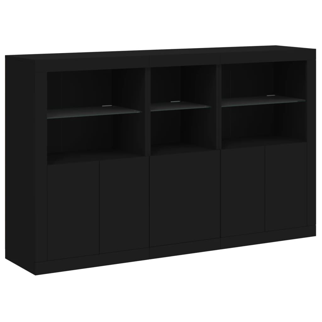 vidaXL Μπουφές με Φώτα LED Μαύρος 162 x 37 x 100 εκ.