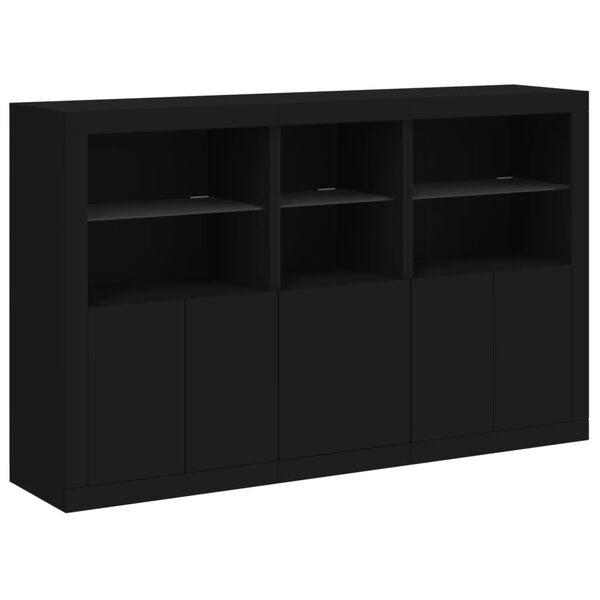 vidaXL Μπουφές με Φώτα LED Μαύρος 162 x 37 x 100 εκ.