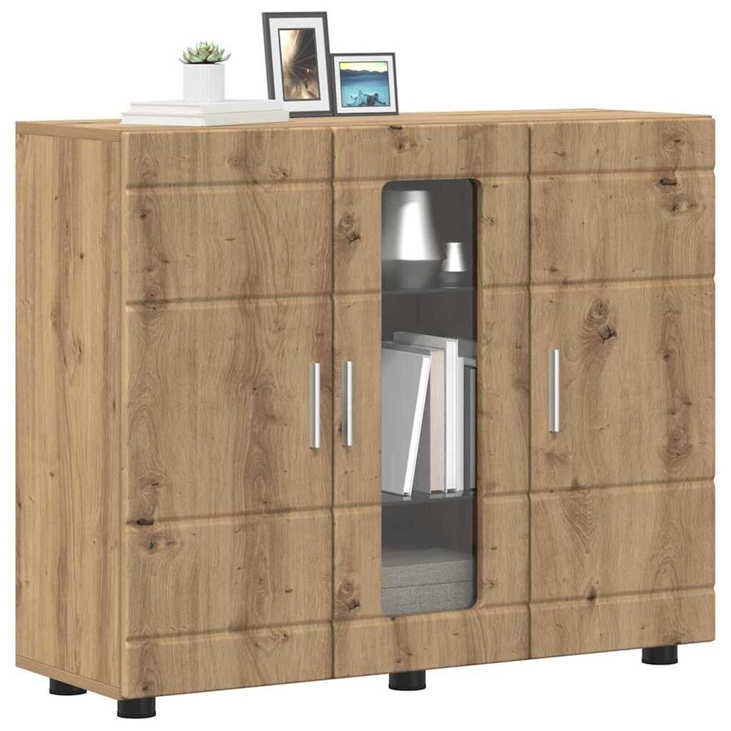 vidaXL Πλαϊνό γραφείο με ράφι με πόρτα artisan δρυς 55.5 x 29 x 100 εκ