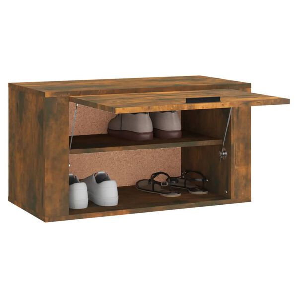vidaXL Παπουτσοθήκη Επιτοίχια Καπν. Δρυς 70x35x38 εκ Μασίφ Ξύλο Πεύκου