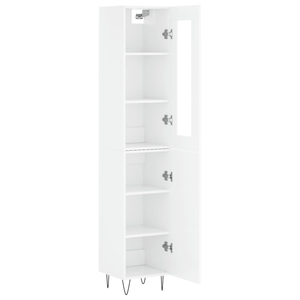 vidaXL Ντουλάπι Γυαλ. Λευκό 34,5 x 34 x 180 εκ. από Επεξεργασμένο Ξύλο