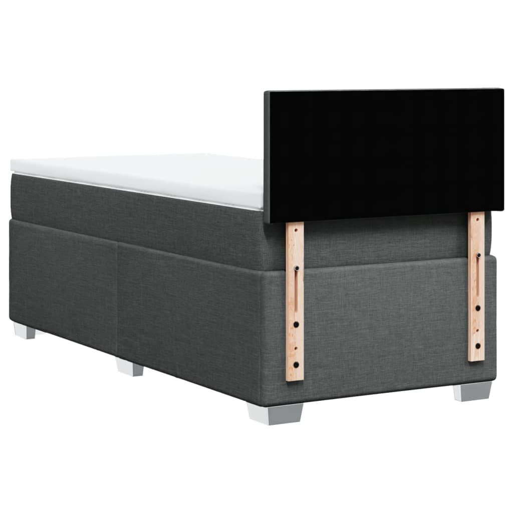 vidaXL Κρεβάτι Boxspring με Στρώμα Σκούρο Γκρι 90x200 εκ. Υφασμάτινο