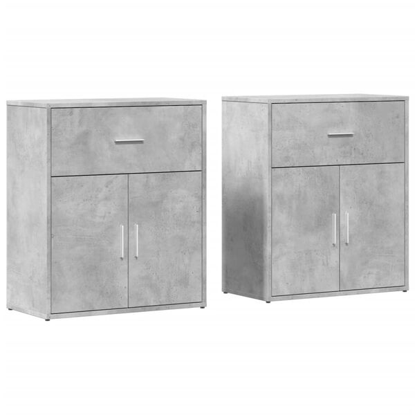 vidaXL Βοηθητικά Ντουλάπια 2 τεμ. Γκρι Σκυρ. 60x31x70εκ Επεξεργ. Ξύλο