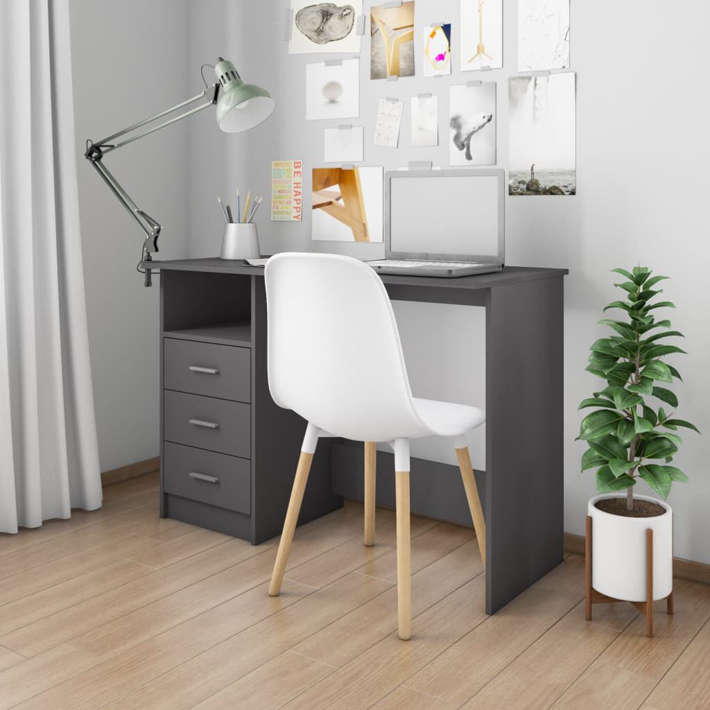 vidaXL Γραφείο με Συρτάρια Γκρι 110 x 50 x 76 εκ. από Μοριοσανίδα