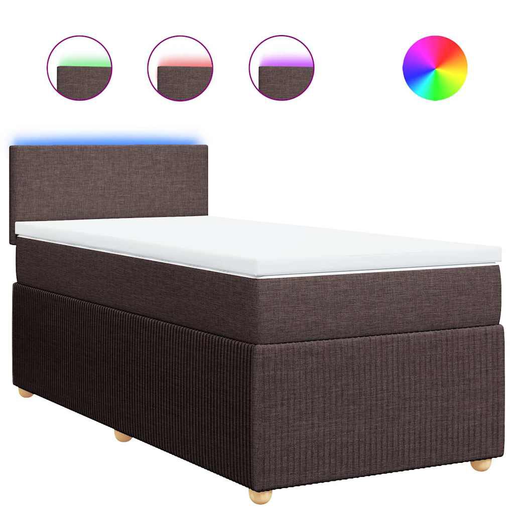 vidaXL Κρεβάτι Boxspring με Στρώμα Σκούρο Καφέ 80x200 εκ. Υφασμάτινο