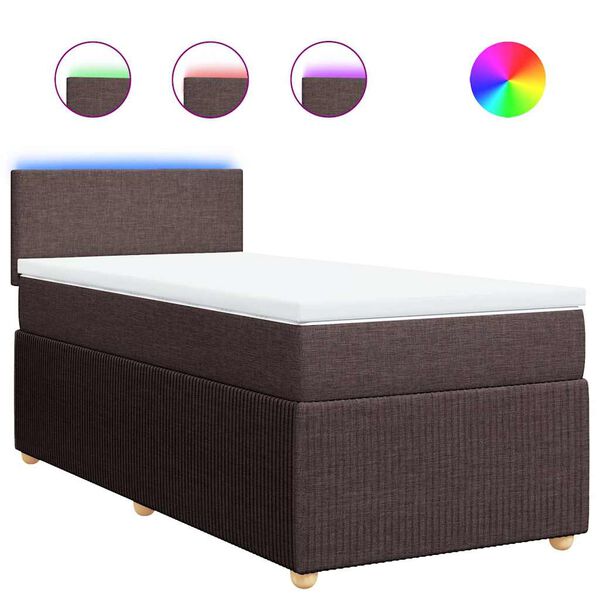 vidaXL Κρεβάτι Boxspring με Στρώμα Σκούρο Καφέ 80x200 εκ. Υφασμάτινο