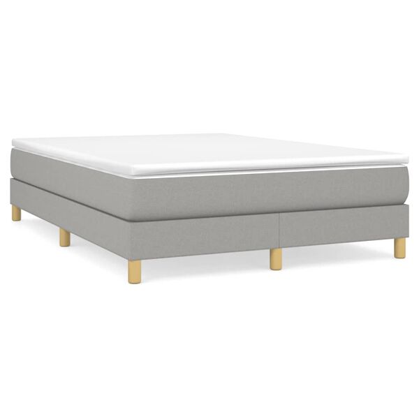 vidaXL Κρεβάτι Boxspring με Στρώμα Ανοιχτό Γκρι 140x200 εκ. Υφασμάτινο