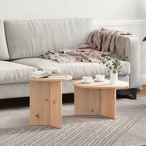 vidaXL Τραπεζάκι σαλονιού 2 pcs Φυσικό 49 x 49 x 28 εκ