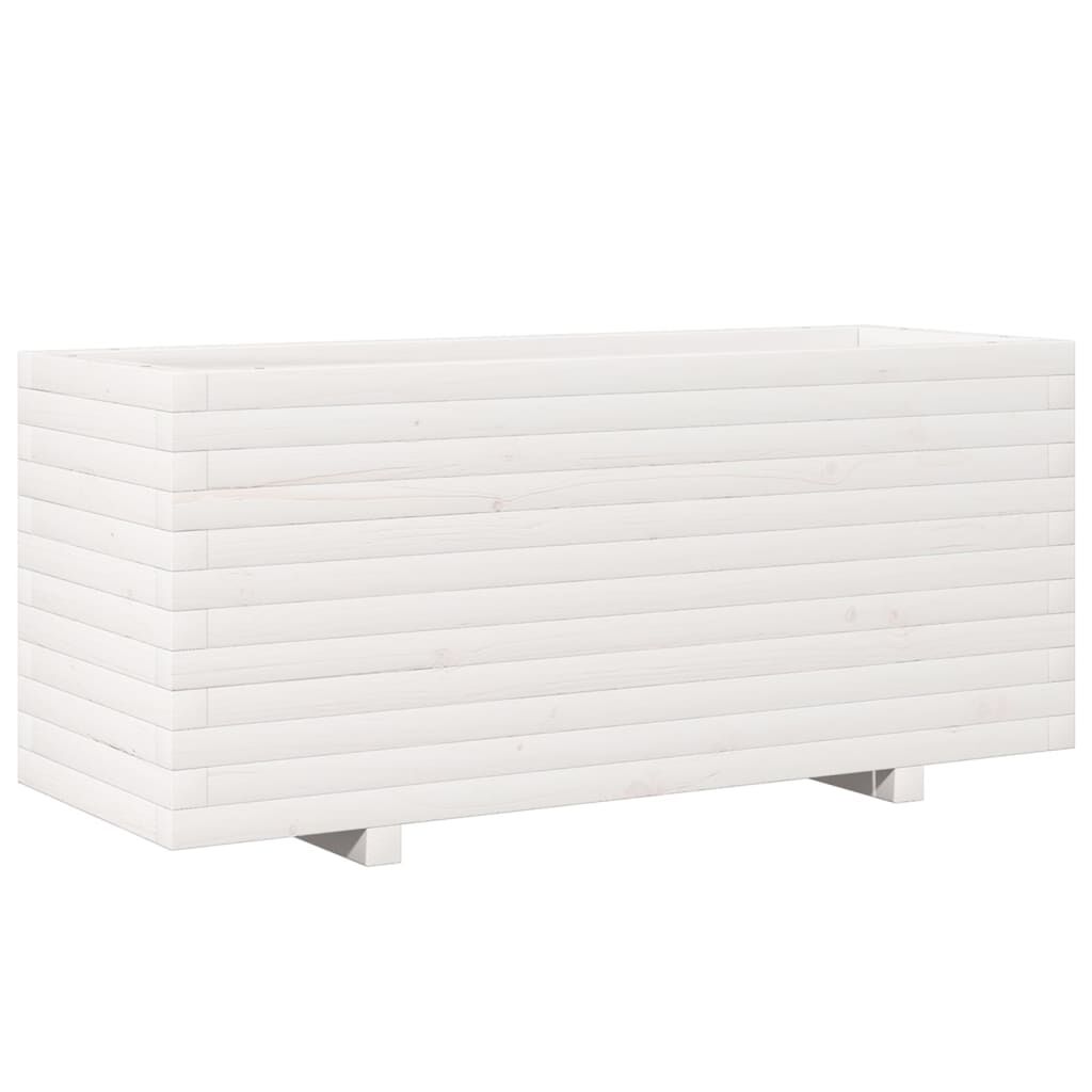 vidaXL Ζαρντινιέρα Κήπου Λευκή 110x40x49,5 εκ. από Μασίφ Ξύλο Πεύκου