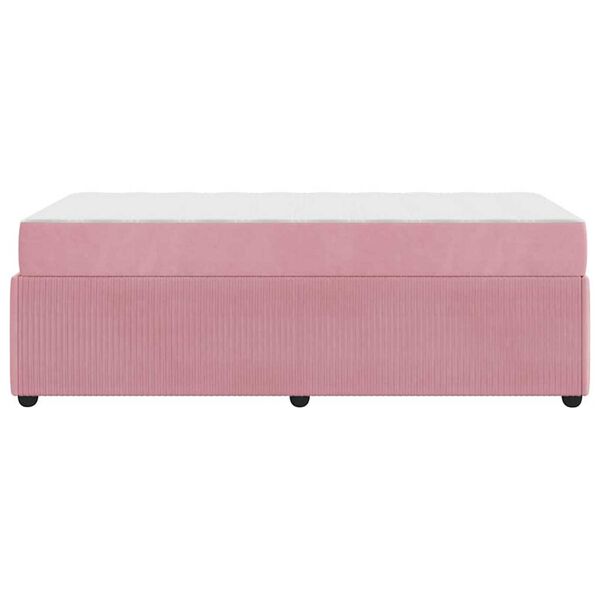 vidaXL Σκελετός κρεβατιού με στρώμα Άλλο Ροζ 90 x 200 cm Βελούδο