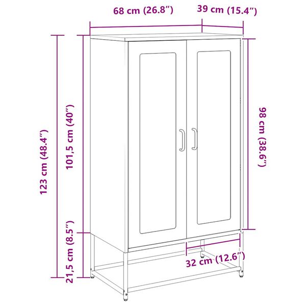 vidaXL Highboard Μουστάρδα κίτρινη 68x39x123 cm Χάλυβας