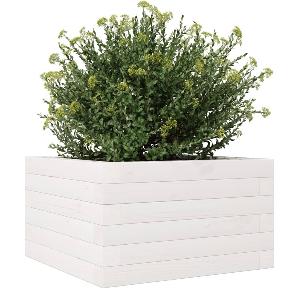 vidaXL Ζαρντινιέρα Κήπου Λευκή 40x40x23 εκ. από Μασίφ Ξύλο Πεύκου