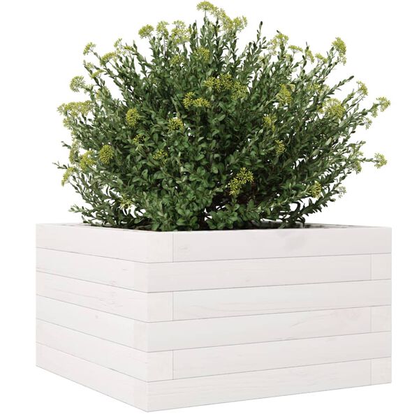 vidaXL Ζαρντινιέρα Κήπου Λευκή 40x40x23 εκ. από Μασίφ Ξύλο Πεύκου