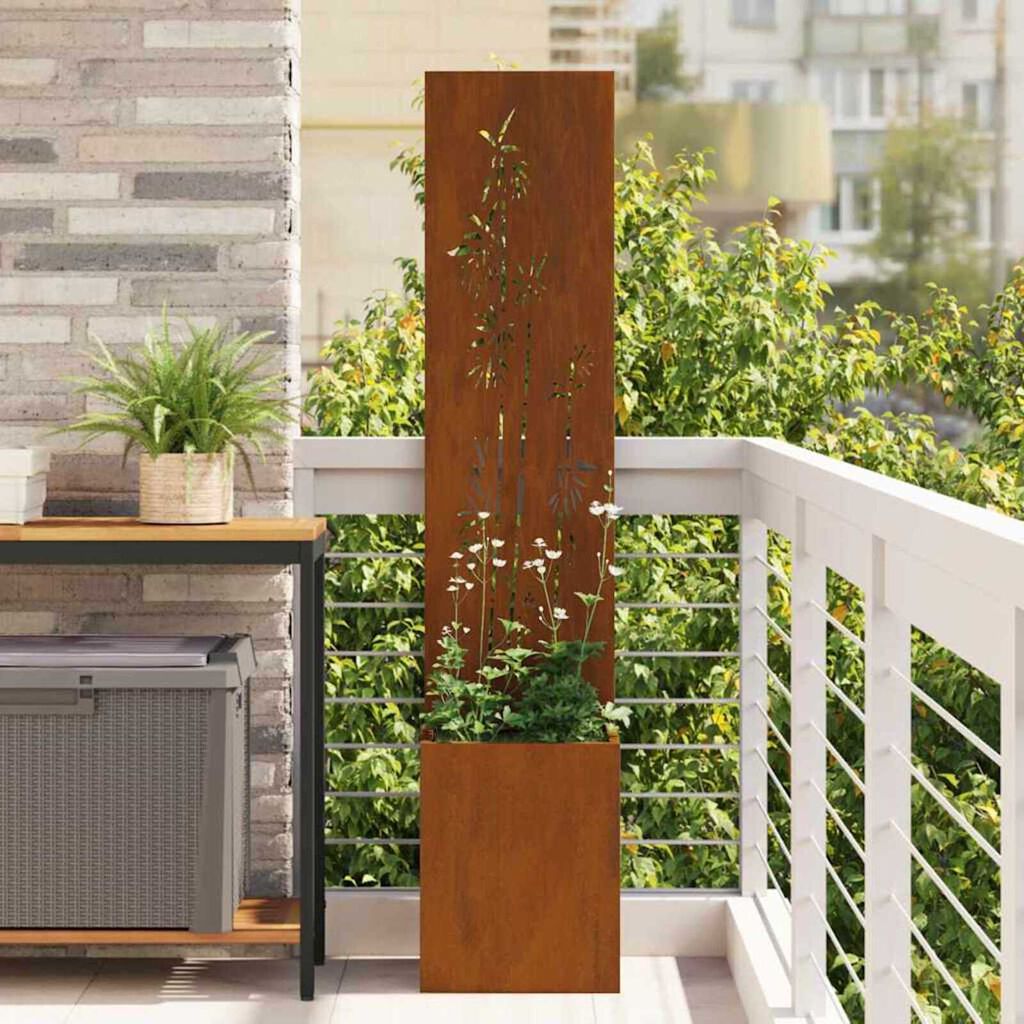 vidaXL Γλάστρα Κήπου με Διακοσμητική Πάνελ Σκ rusty 32 x 140 εκ.