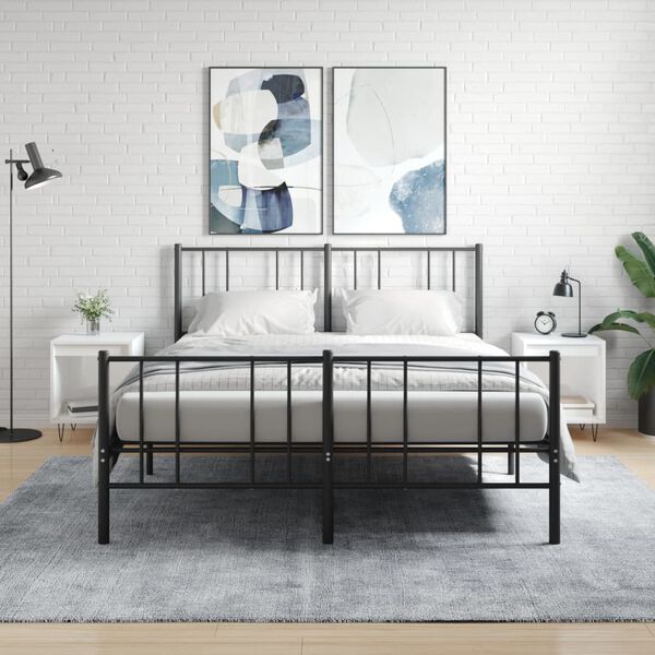 vidaXL Κομοδίνα 2 τεμ. Γυαλ. Λευκό 40 x 35 x 50 εκ. Επεξεργασμένο Ξύλο