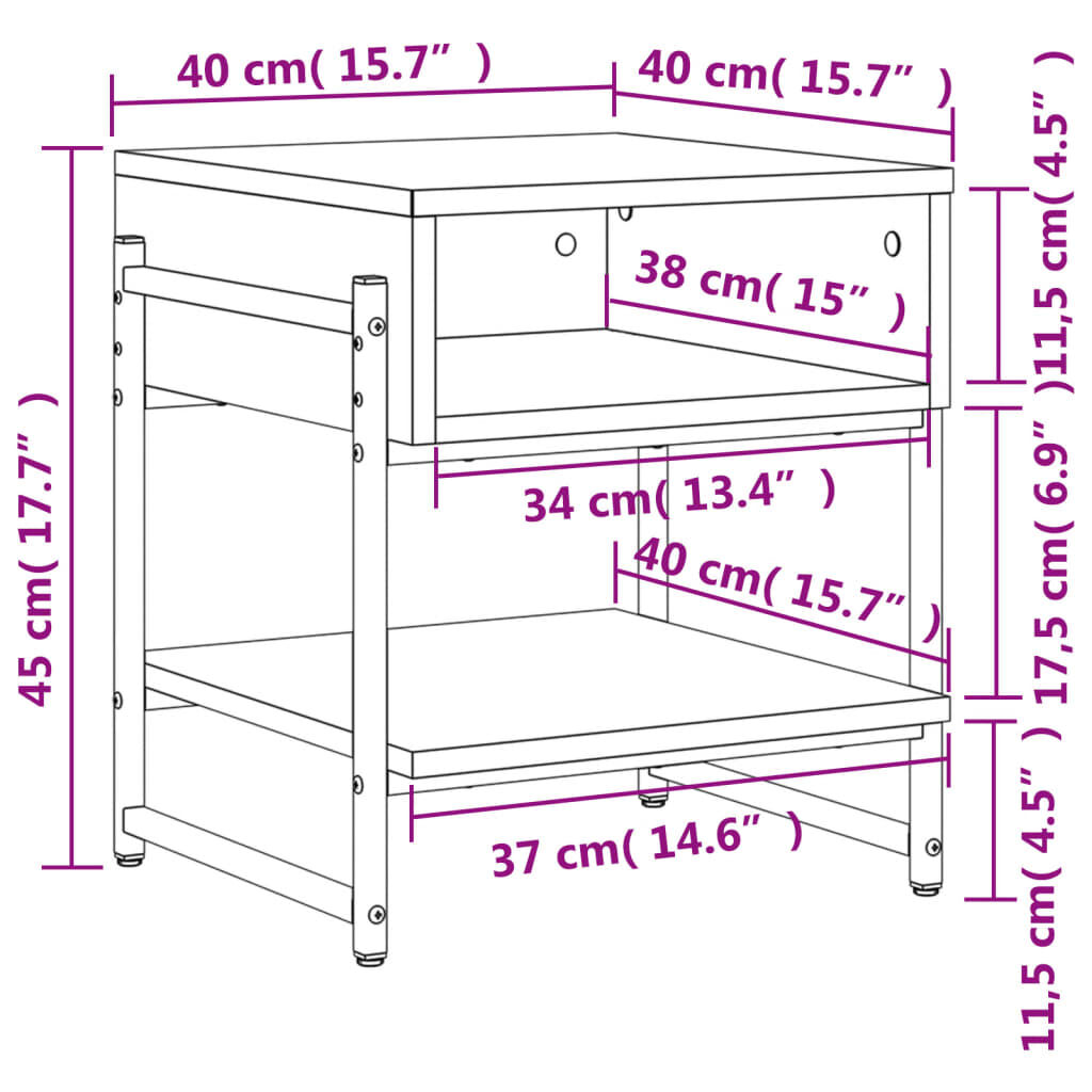 vidaXL Τραπεζάκι Σαλονιού Καφέ Δρυς 40x40x45 εκ. Επεξεργασμ. Ξύλο