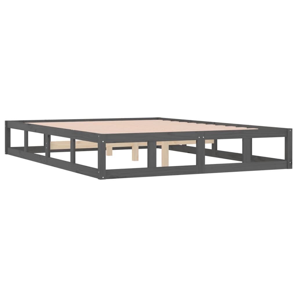 vidaXL Πλαίσιο Κρεβατιού Γκρι 150 x 200 εκ. Μασίφ Ξύλο King Size