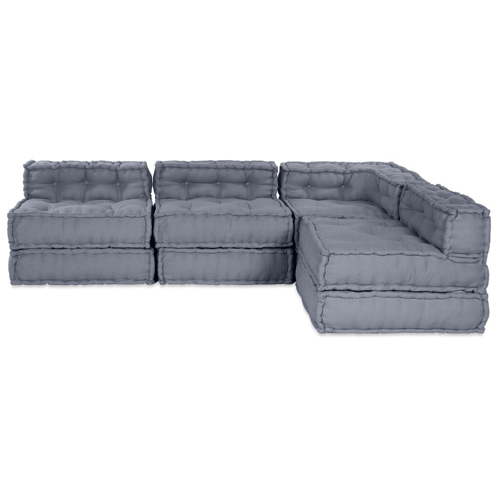 vidaXL Σαλονιού 4 Καθισμάτων Modular Pouffe Σαφάρι Γκρι Ύφασμα