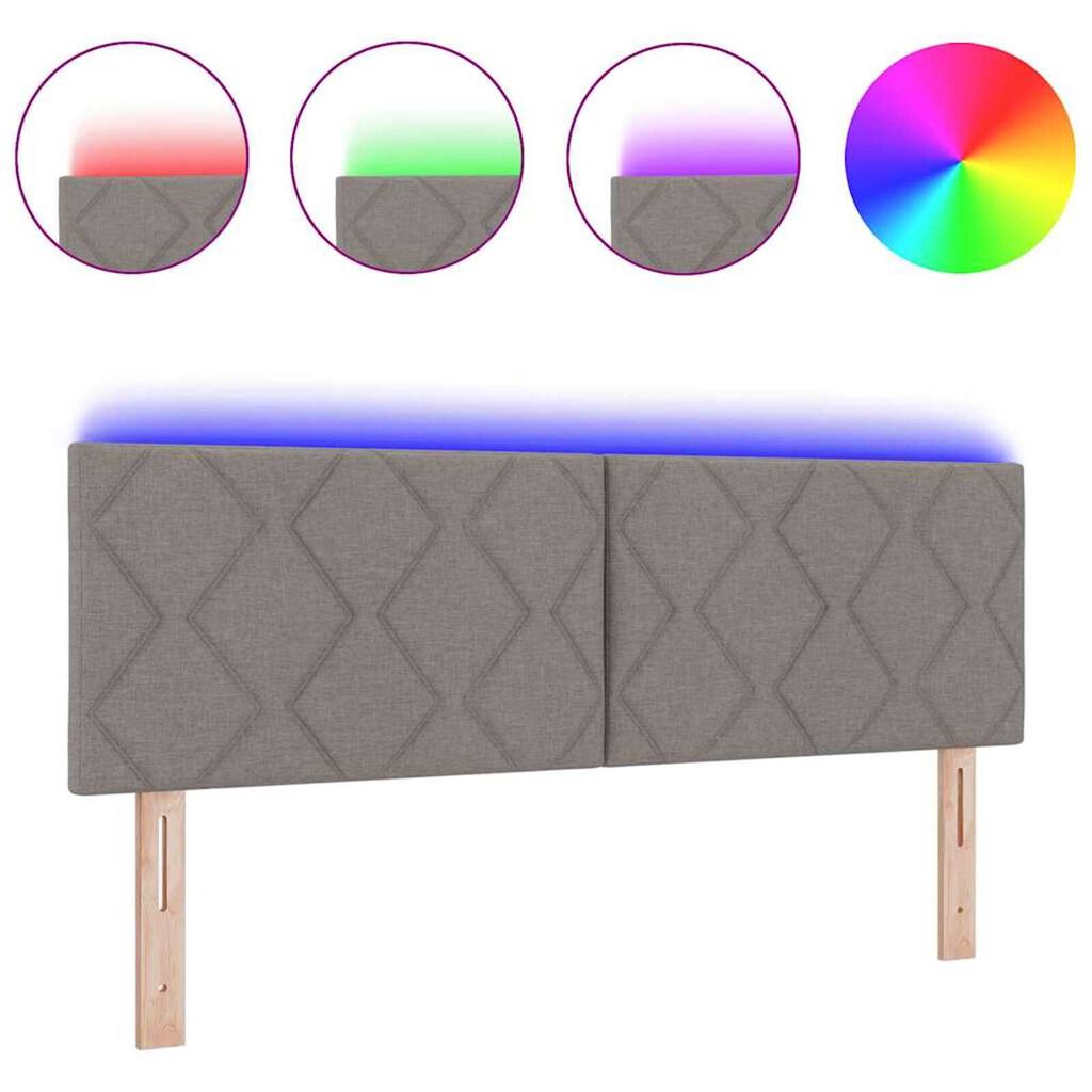 vidaXL Κεφαλάρι με φώτα λωρίδας LED με κεφαλάρι Taupe 160 cm ύφασμα