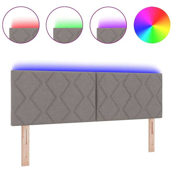 vidaXL Κεφαλάρι με φώτα λωρίδας LED με κεφαλάρι Taupe 160 cm ύφασμα