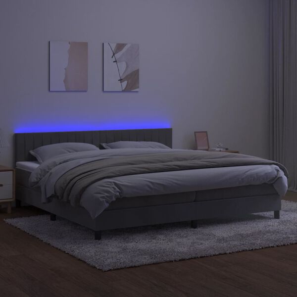 vidaXL &Kappa;&rho;&epsilon;&beta;ά&tau;&iota; Boxspring &mu;&epsilon; &Sigma;&tau;&rho;ώ&mu;&alpha; & LED &Alpha;&nu;.&Gamma;&kappa;&rho;&iota; 200x200 &epsilon;&kappa;. &Beta;&epsilon;&lambda;&omicron;ύ&delta;&iota;&nu;&omicron;