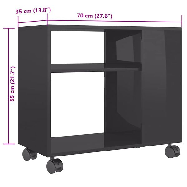 vidaXL Τραπέζι Βοηθητικό Γυαλιστ. Γκρι 70x35x55 εκ. Επεξεργασμένο Ξύλο