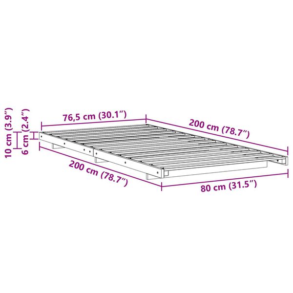 vidaXL Κρεβάτι δαπέδου Καφέ κεριού 80 x 200 cm Μασίφ ξύλο πεύκου