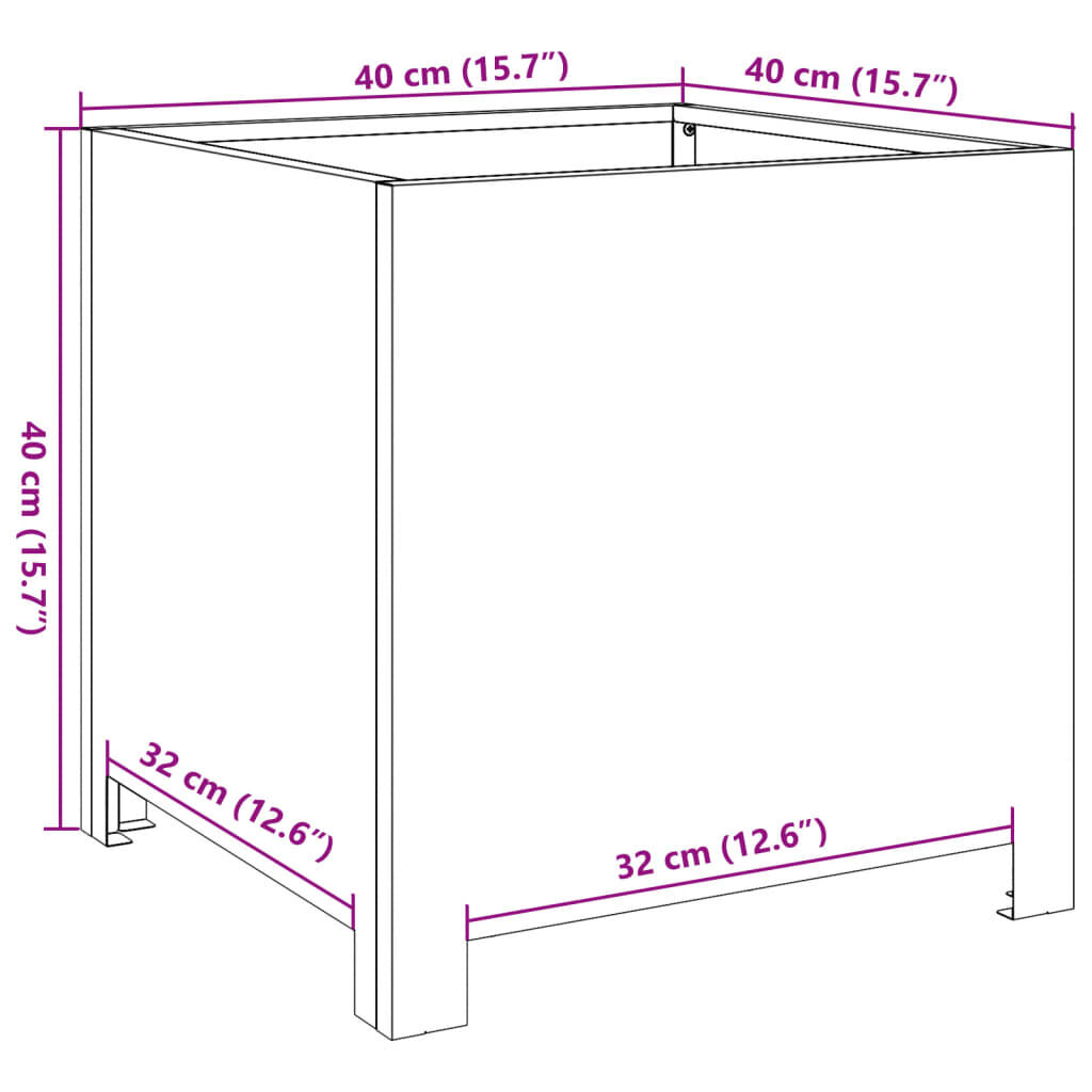 vidaXL Ζαρντινιέρα Κήπου 40x40x40 εκ. Γαλβανισμένο Χάλυβα