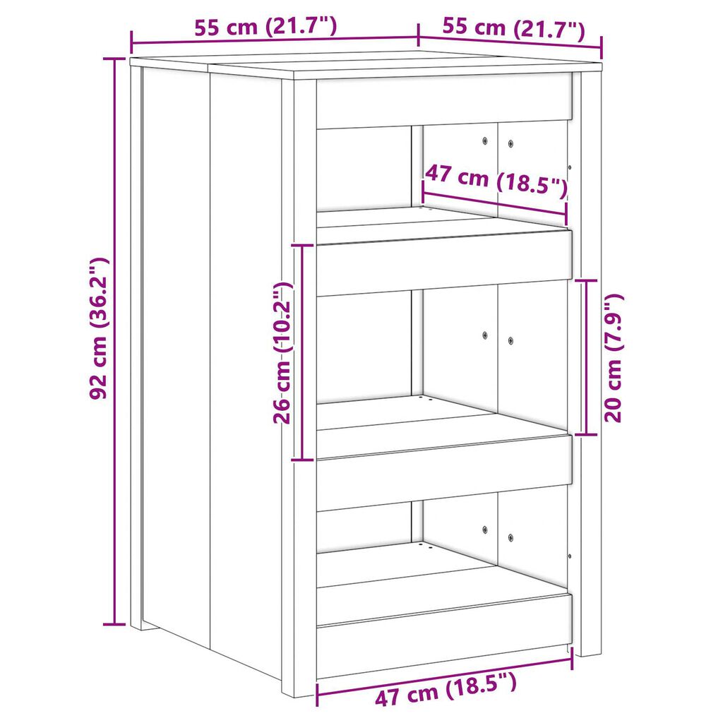 vidaXL Ντουλάπι Κουζίνας 55x55x92 cm Μασίφ Ξύλο Πεύκου