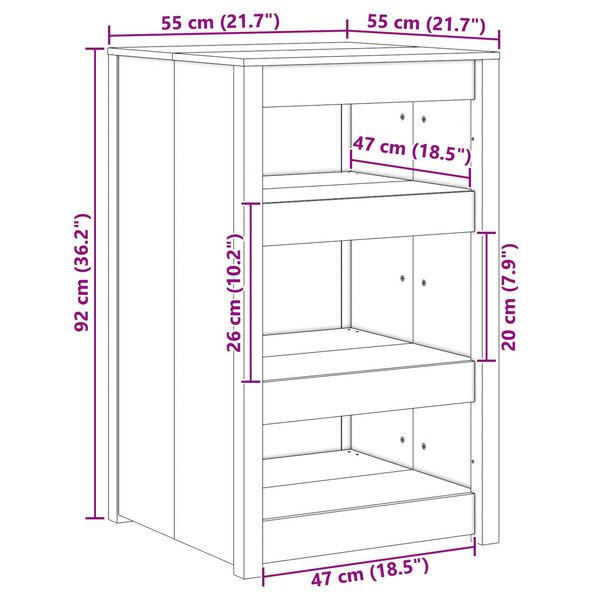 vidaXL Ντουλάπι Κουζίνας 55x55x92 cm Μασίφ Ξύλο Πεύκου