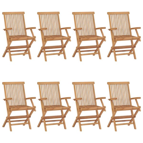 vidaXL Καρέκλες Κήπου 8 τεμ. από Μασίφ Ξύλο Teak