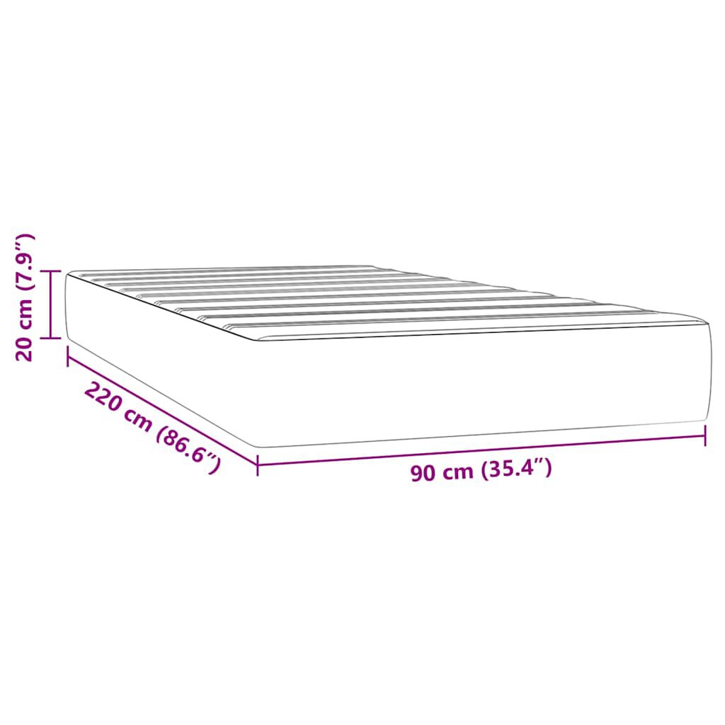 vidaXL Στρώμα με Pocket Springs Σκούρο Μπλε 90x220x20 εκ. Βελούδινο