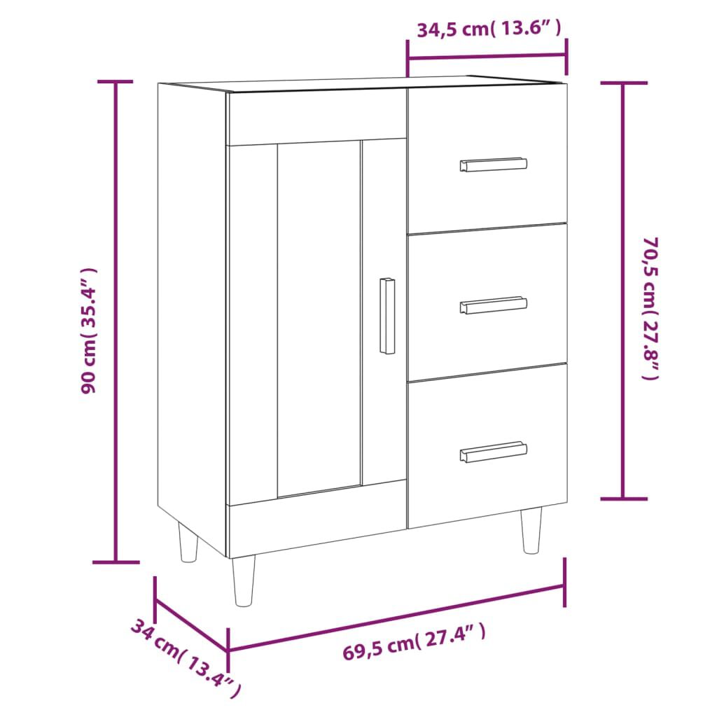 vidaXL Ντουλάπι Καπνιστή Δρυς 69,5 x 34 x 90 εκ. Επεξεργασμένο Ξύλο