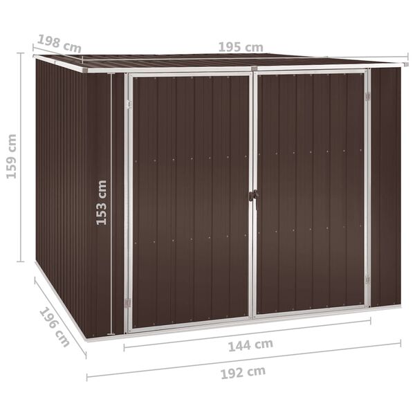 vidaXL Αποθήκη Κήπου Καφέ 195 x 198 x 159 εκ. από Γαλβανισμένο Ατσάλι