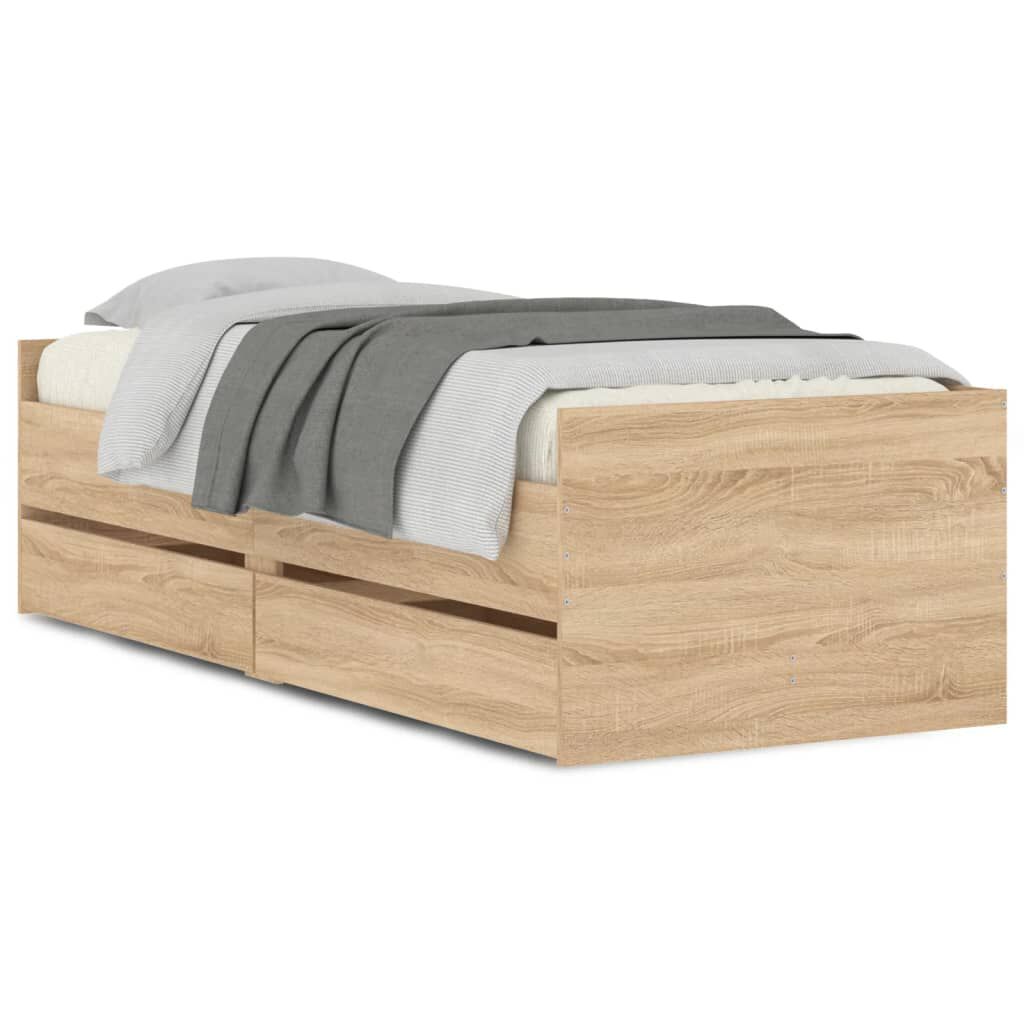 vidaXL Πλαίσιο Κρεβατιού με Συρτάρια Sonoma δρυς 100x200 εκ.