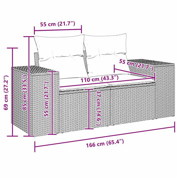 vidaXL Σετ Καναπέ Κήπου 8 pcs Μαύρο και Κρέμα 80 x 80 x 71 cm