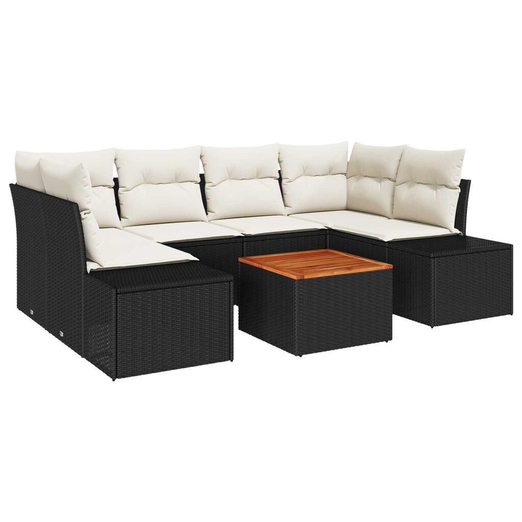 vidaXL Σετ Καναπέ Κήπου 7 pcs Μαύρο και λευκό