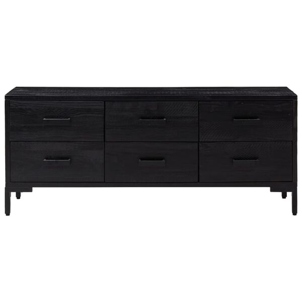 vidaXL Ντουλάπι Αποθήκευσης Μαύρο 110x30x45 εκ. από Μασίφ Ξύλο Πεύκου