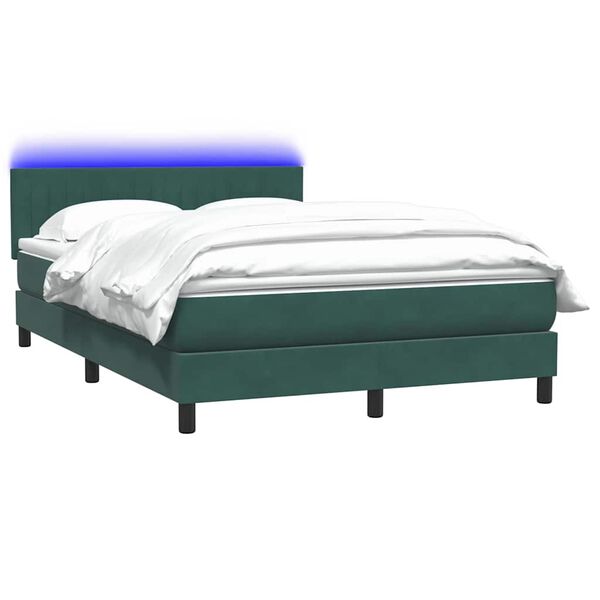 vidaXL &Kappa;&rho;&epsilon;&beta;ά&tau;&iota; Boxspring &mu;&epsilon; &Sigma;&tau;&rho;ώ&mu;&alpha; & LED &sigma;&kappa;&omicron;ύ&rho;&omicron; &pi;&rho;ά&sigma;&iota;&nu;&omicron; 160x220cm &Beta;&epsilon;&lambda;&omicron;ύ&delta;&iota;&nu;&omicron;