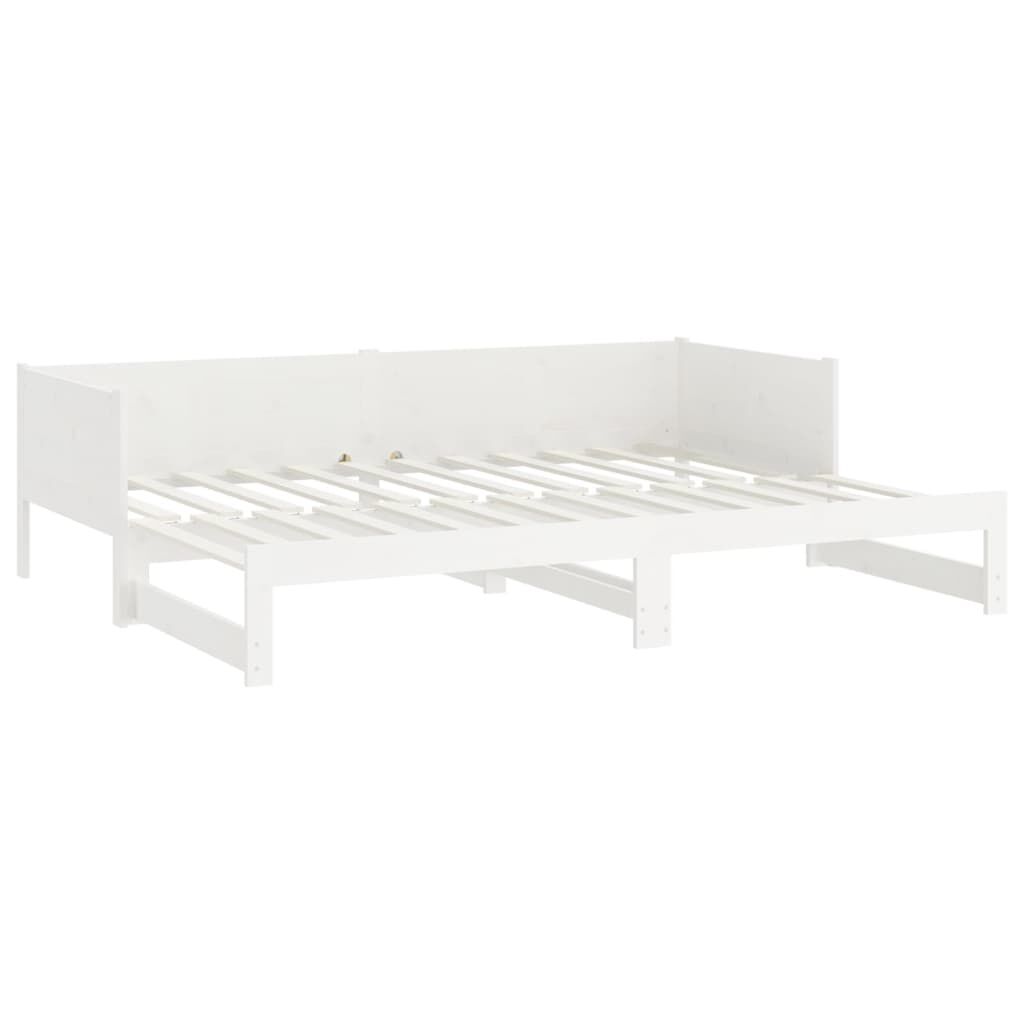 vidaXL Καναπές Κρεβάτι Συρόμενος Λευκός 2x(80x200) εκ. από Μασίφ Πεύκο