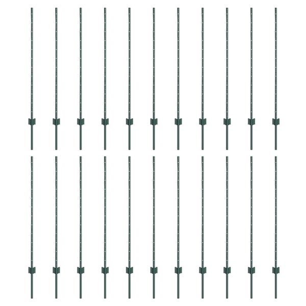 vidaXL Πό posts φράχτη 22 pcs Πράσινο 160 cm Ατσάλι