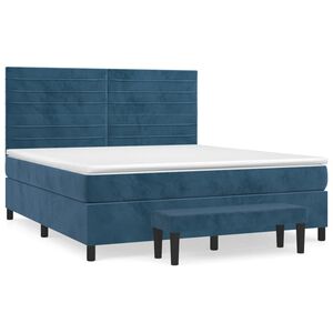vidaXL Κρεβάτι Boxspring με Στρώμα Σκούρο Μπλε 160x200 εκ. Βελούδινο