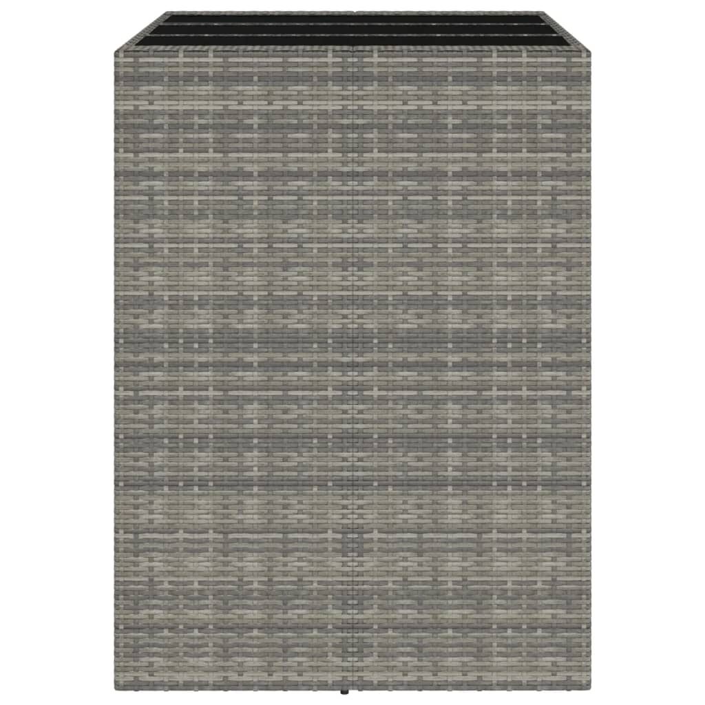 vidaXL Τραπέζι Μπαρ με Γυάλ. Επιφάνεια Γκρι 105x80x110 εκ. Συνθ. Ρατάν