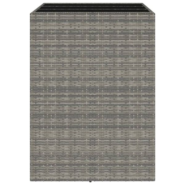 vidaXL Τραπέζι Μπαρ με Γυάλ. Επιφάνεια Γκρι 105x80x110 εκ. Συνθ. Ρατάν